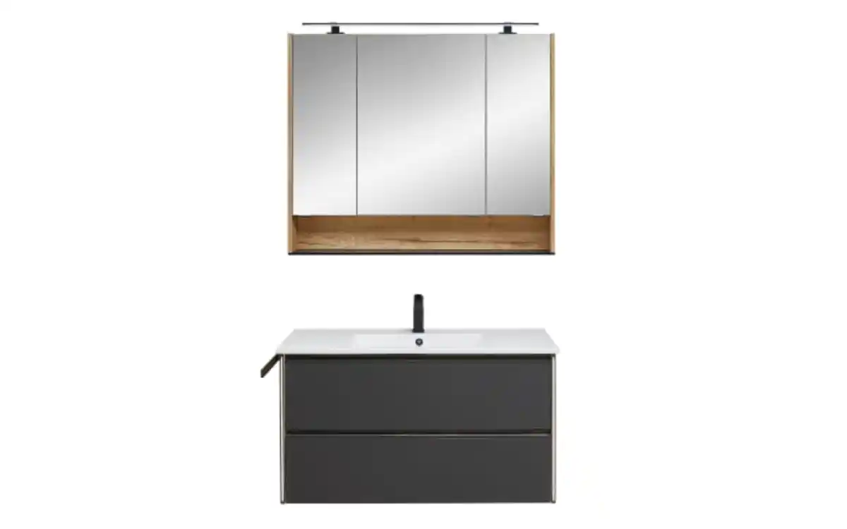 Bild 3 von Badprogramm Bordeaux, schwarz/Eiche Halifax-Nachbildung, inkl. LED-Beleuchtung