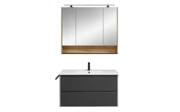 Bild 3 von Badprogramm Bordeaux, schwarz/Eiche Halifax-Nachbildung, inkl. LED-Beleuchtung