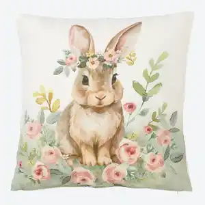 Kissenhülle mit Hasen-Motiv, ca. 40x40 cm