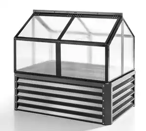 Garten-Hochbeet mit Dach-/ Frühbeet ca. 80 x 120 x 44 cm Anthrazit