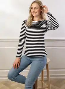 IDEENWELT Longsleeve schwarz-weiss gestreift Gr. S