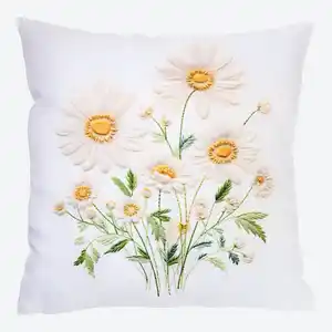 Kissenhülle mit Blumendruck, ca. 40x40 cm