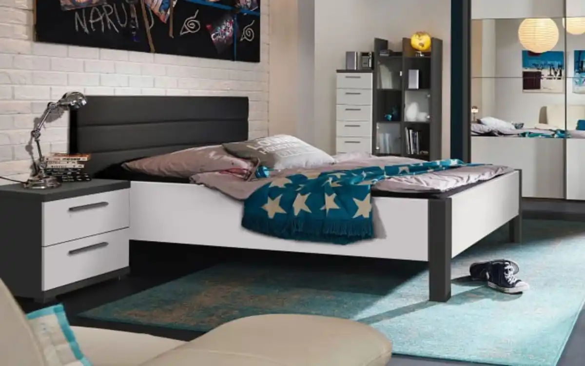 Bild 1 von Mondo - Bettanlage Kosi Plus, weiß/graphit, 120 x 200 cm, inkl. Nachtkonsole