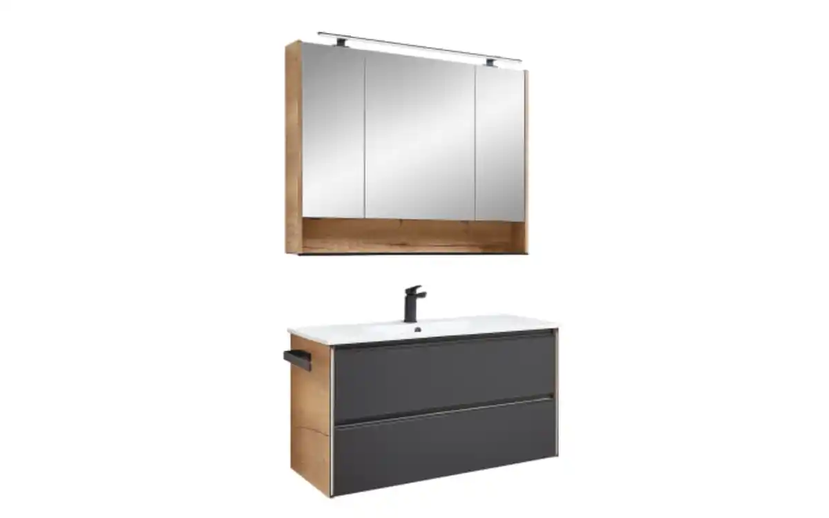 Bild 4 von Badprogramm Bordeaux, schwarz/Eiche Halifax-Nachbildung, inkl. LED-Beleuchtung