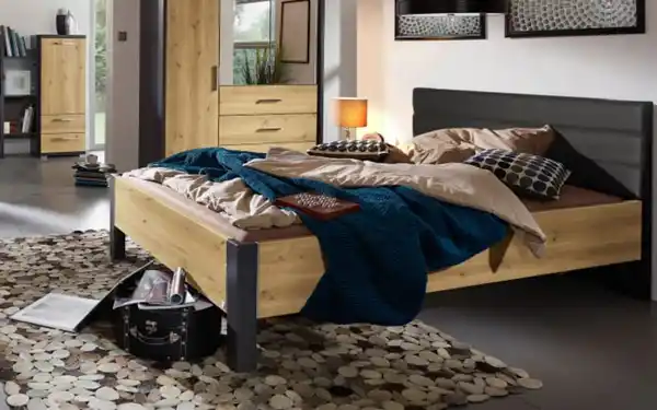 Bild 2 von Mondo - Bettanlage Kosi Plus, Asteiche-Nachbildung/graphit, 120 x 200 cm, inkl. Nachtkonsole