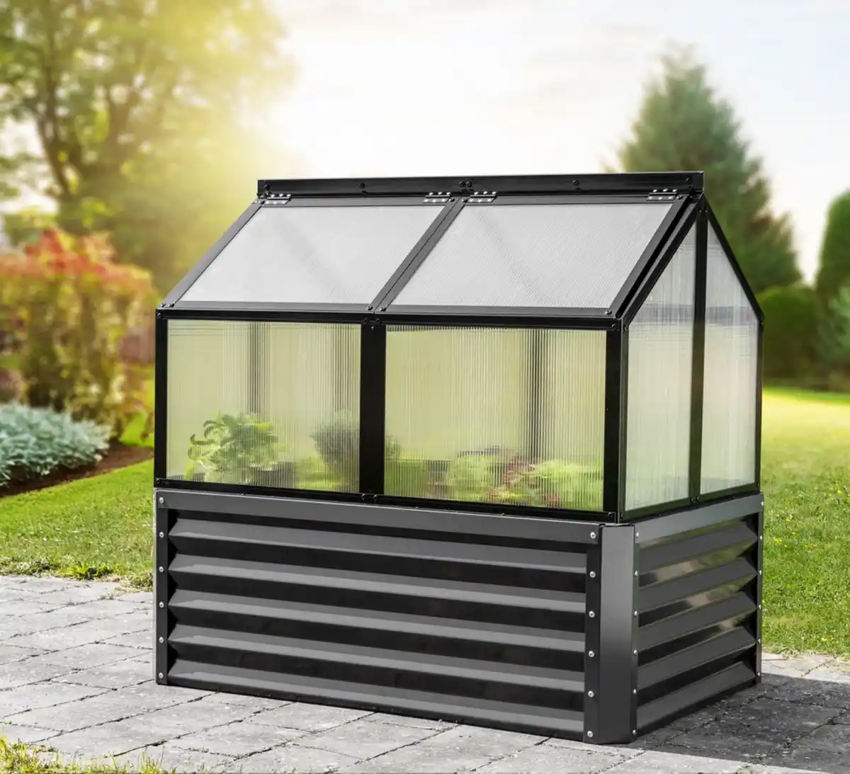 Bild 3 von Garten-Hochbeet mit Dach-/ Frühbeet ca. 80 x 120 x 44 cm Anthrazit