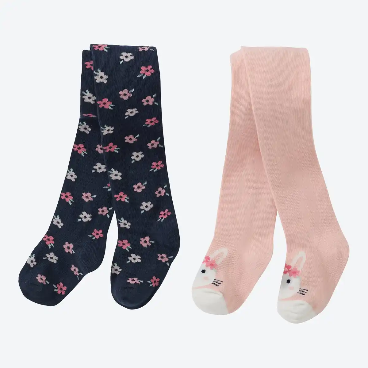Bild 1 von Baby-Strickstrumpfhose mit Häschen- und Blümchen-Motiv, 2er-Pack