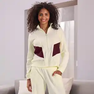 Damen-Homewear-Sweatjacke mit Colorblock-Design