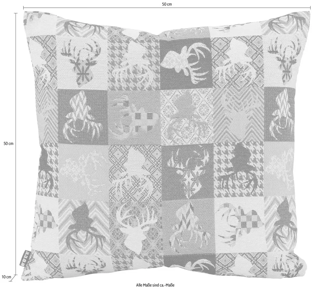Bild 1 von H.O.C.K. Dekokissen Harry Hirsch Tegan Patch, mit kleinen Hirschmotiven, Kissenhülle mit Füllung, 1 Stück