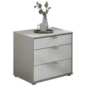 Dieter Knoll Nachtschrank, Grau, Weiß, Metall, 3 Schubladen, 40x48x43 cm, ISO 9001, Made in Germany, Typenauswahl, Soft-Close-System, Schlafzimmer, Nachttische