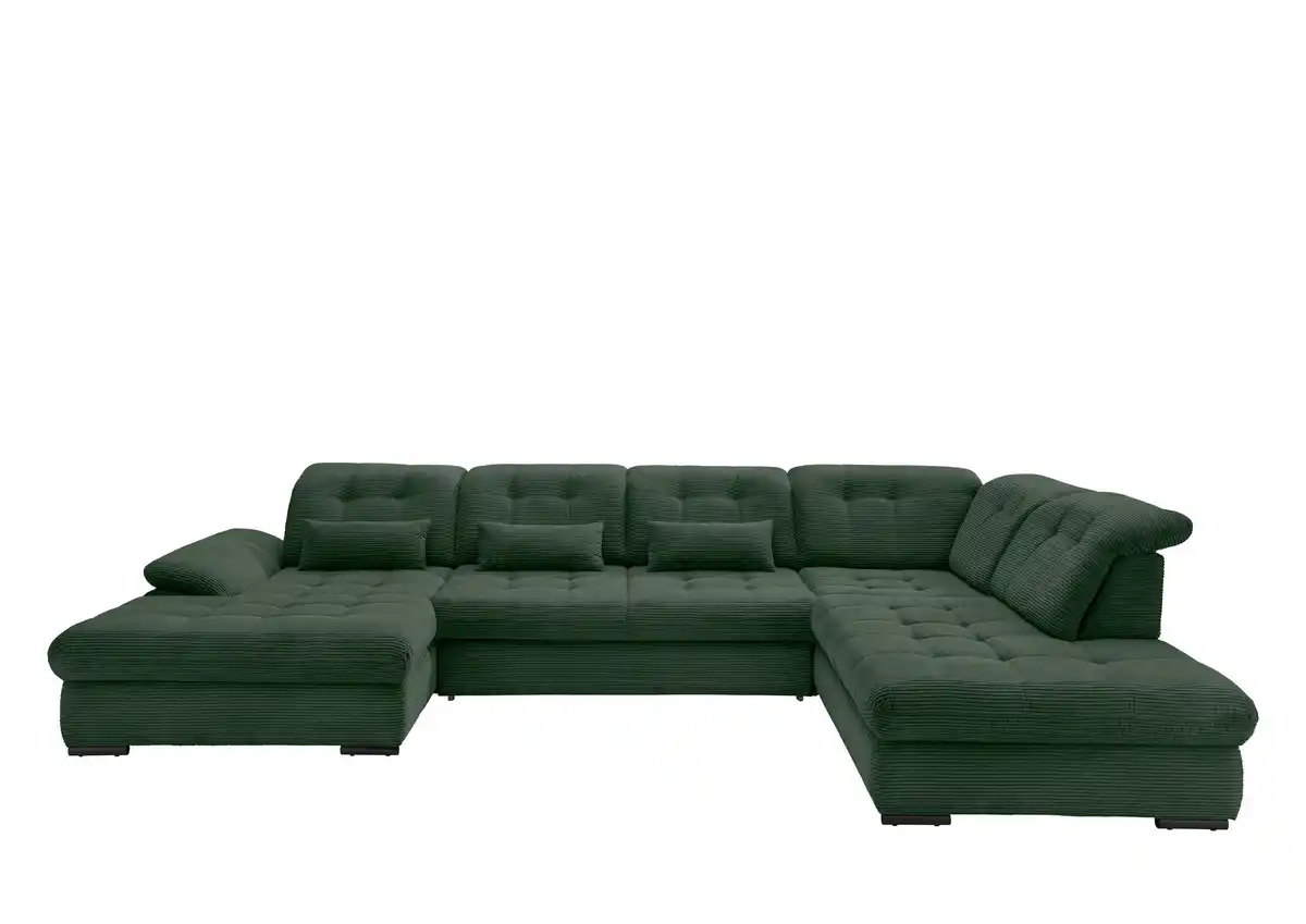 Bild 1 von Wohnlandschaft Rigatti Dunkel Grün Cord mit Bettkasten, Dunkelgrün