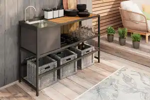 Outdoorküche Levi 2 Anthrazit/Naturfarben, Anthrazit, Naturfarben