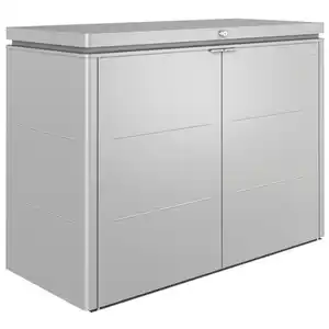 Biohort Kissenbox, Silber, Metall, 160x118x70 cm, Qualität aus Österreich, Deckel aufklappbar, mit Türen, absperrbar, integrierte Durchlüftung, wartungsfrei, regenwasserdicht, Aufbewahrung & Schu