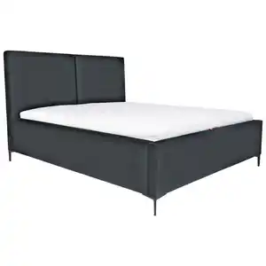 Mid.you Polsterbett, Dunkelgrau, Holz, Buche, Sperrholz, 160x200 cm, gepolstertes Kopfteil, in verschiedenen Größen erhältlich, Schlafzimmer, Betten, Polsterbetten