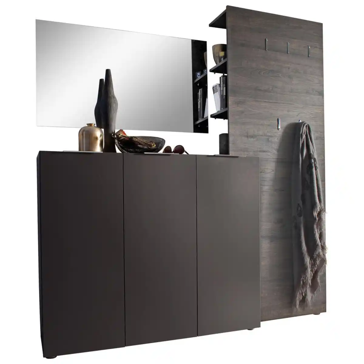 Bild 1 von Carryhome Garderobe, Anthrazit, Wenge, Holzwerkstoff, 3-teilig, 175x190x39 cm, Garderobe, Garderoben-Sets & Serien, Garderoben-Sets