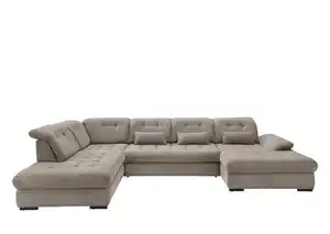 Wohnlandschaft Rigatti Grau- Braun Cord mit Bettkasten, Graubraun