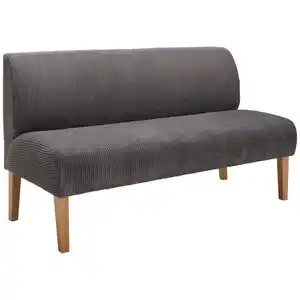 home24 Sitzbank, Anthrazit, Holz, Textil, Buche, massiv, 3-Sitzer, 163x88x75 cm, Stoffauswahl, mit Rückenlehne, Esszimmer, Bänke, Sitzbänke