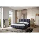 Bild 1 von Mid.you Polsterbett, Dunkelblau, Metall, 140x200 cm, Bettkasten, Lattenrost, gepolstertes Kopfteil, Stoffauswahl,nicht verstellbar, alternative Größen erhältlich, Schlafzimmer, Betten, Polsterbett