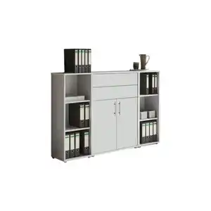 Mid.you Aktenschrank, Grau, Weiß, Holzwerkstoff, 5 Fächer, 2 Schubladen, 172.6x113.6x33 cm, Made in Germany, erweiterbar, in verschiedenen Größen erhältlich, abschließbar, Arbeitszimmer, Aktens