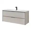 Bild 1 von Sadena Waschtischkombi Landau, Kaschmir, Weiß Hochglanz, Metall, 2 Schubladen, F, 121 cm, hängend, Beleuchtung, Badezimmer, Waschbecken & Armaturen, Waschtische, F