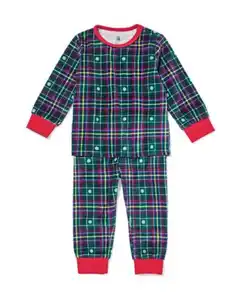 War Child Baby-Pyjama, Velours, kariert bunt