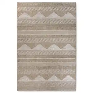 Villeroy & Boch Outdoorteppich Kollektion 1836, Hellbraun, Textil, geometrisch, rechteckig, 155x230 cm, Oeko-Tex® Standard 100, für Fußbodenheizung geeignet, in verschiedenen Größen erhältlich,