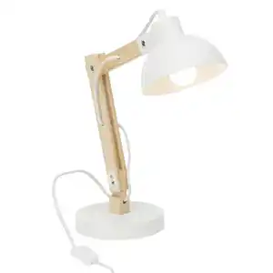 Brilliant Tischleuchte Moda, Weiß, Holz, Metall, 16x32x41.5 cm, Schnurschalter, LED-Leuchtmittel austauschbar, Lampen & Leuchten, Innenbeleuchtung, Tischlampen, Tischlampen