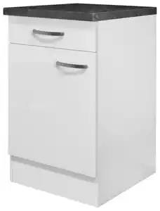 Küchenunterschrank Alba Weiß Hochglanz, Weiß, Weiß Hochglanz