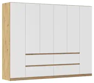 Drehtürenschrank Mainz Weiß, Eiche Artisan, Weiß, Eiche Artisan
