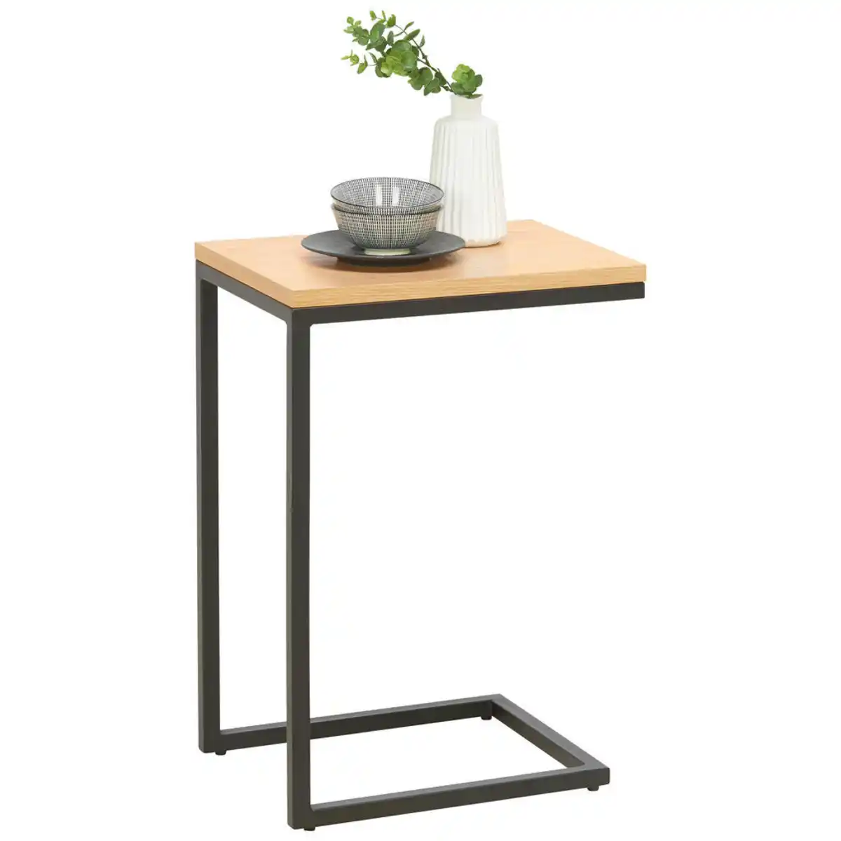 Bild 1 von Carryhome Beistelltisch, Schwarz, Eiche, Holz, Metall, Holzwerkstoff, Eiche, furniert, rechteckig, eckig, 30x60x40 cm, Wohnzimmer, Wohnzimmertische, Beistelltische, Beistelltische Metall