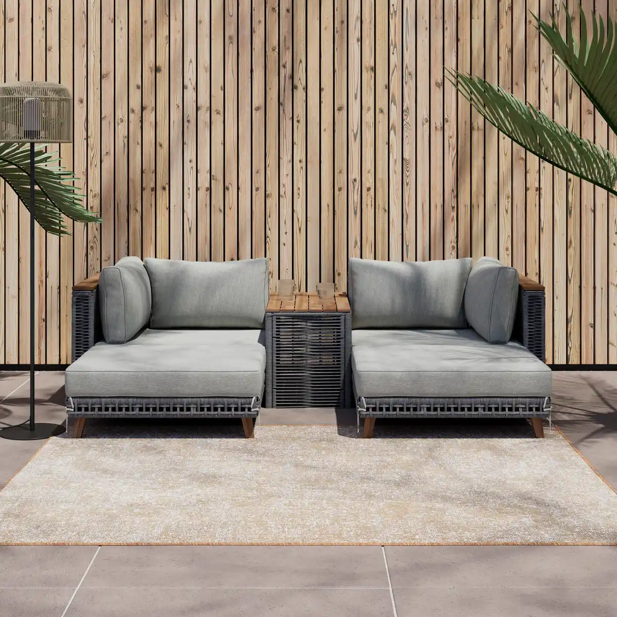 Bild 1 von Loungegarnitur Marilou Grau Outdoorgewebe/Kuststoff/Holz, Grau, Akaziefarben
