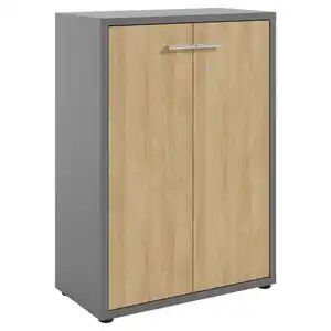 Novel Kommode Texas, Dunkelgrau, Hickory, Metall, 2 Fächer, 78.1x110x40 cm, Beimöbel erhältlich, Wohnzimmer, Kommoden & Sideboards, Kommoden