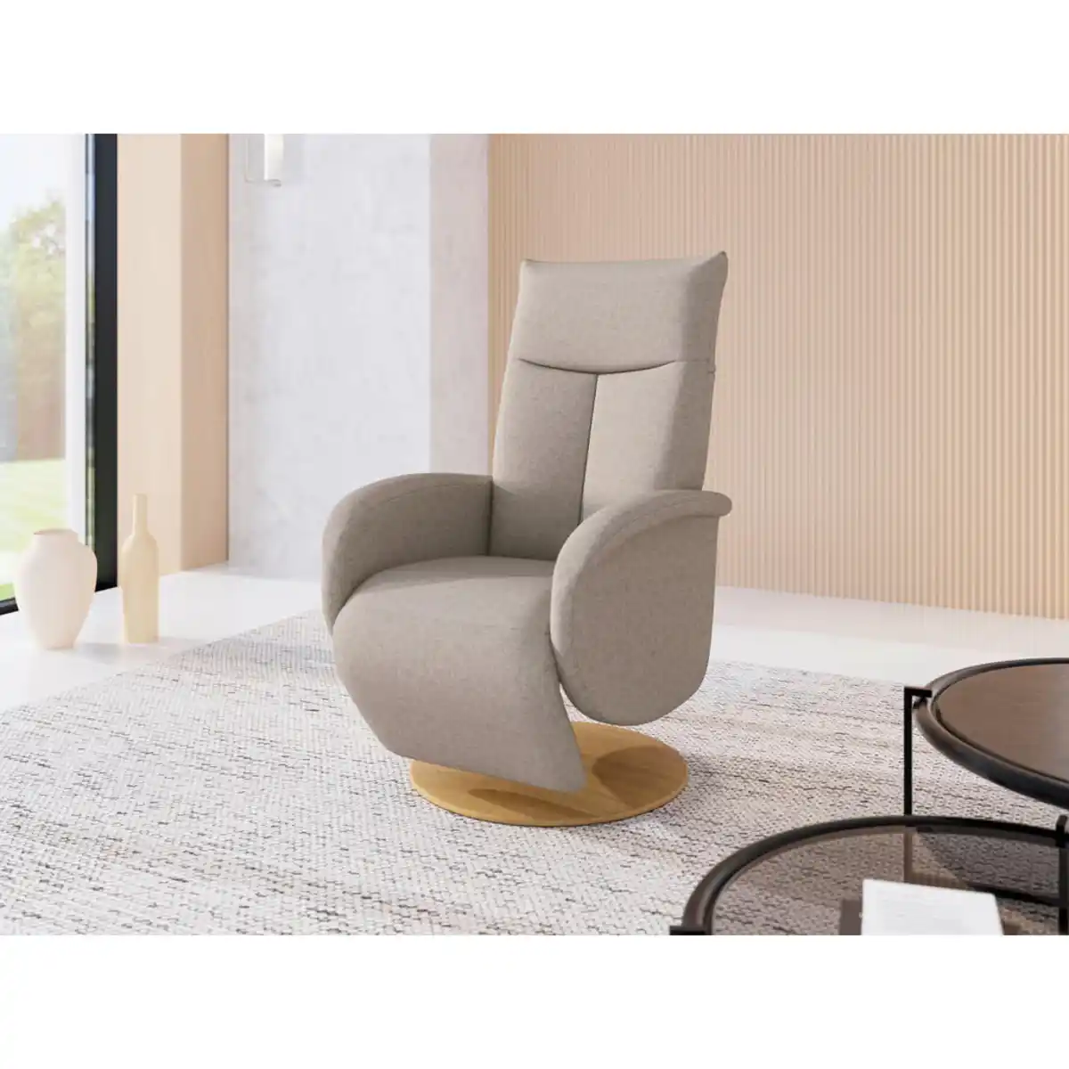 Bild 1 von Sit & More Relaxsessel Glendale E, Taupe, Textil, Eiche, furniert, Sperrholz, 75x112x82 cm, Goldenes M, Oeko-Tex® Standard 100, Made in Europe, DGM-Klimapakt, Relaxfunktion, Liegefunktion, Netzbetri