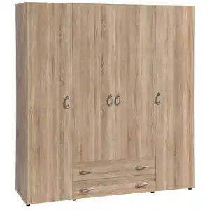 P & B Drehtürenschrank, Eiche, Kunststoff, 4 Fächer, 2 Schublade(n) Schubladen, 161x176x53 cm, Blauer Engel, BQ - Bündnis für Qualität, Made in Germany, Schlafzimmer, Kleiderschränke, Drehtüre