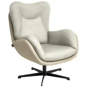 Schöner Wohnen Sessel, Creme, Textil, Leder, Echtleder, Nappaleder, 80x97x89 cm, Goldenes M, Lederauswahl, Stoffauswahl, Sitzfläche 360° drehbar, Wohnzimmer, Sessel, Sonstige Sessel