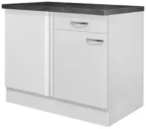 Eckunterschrank Alba Weiß, Weiß, Weiß Hochglanz