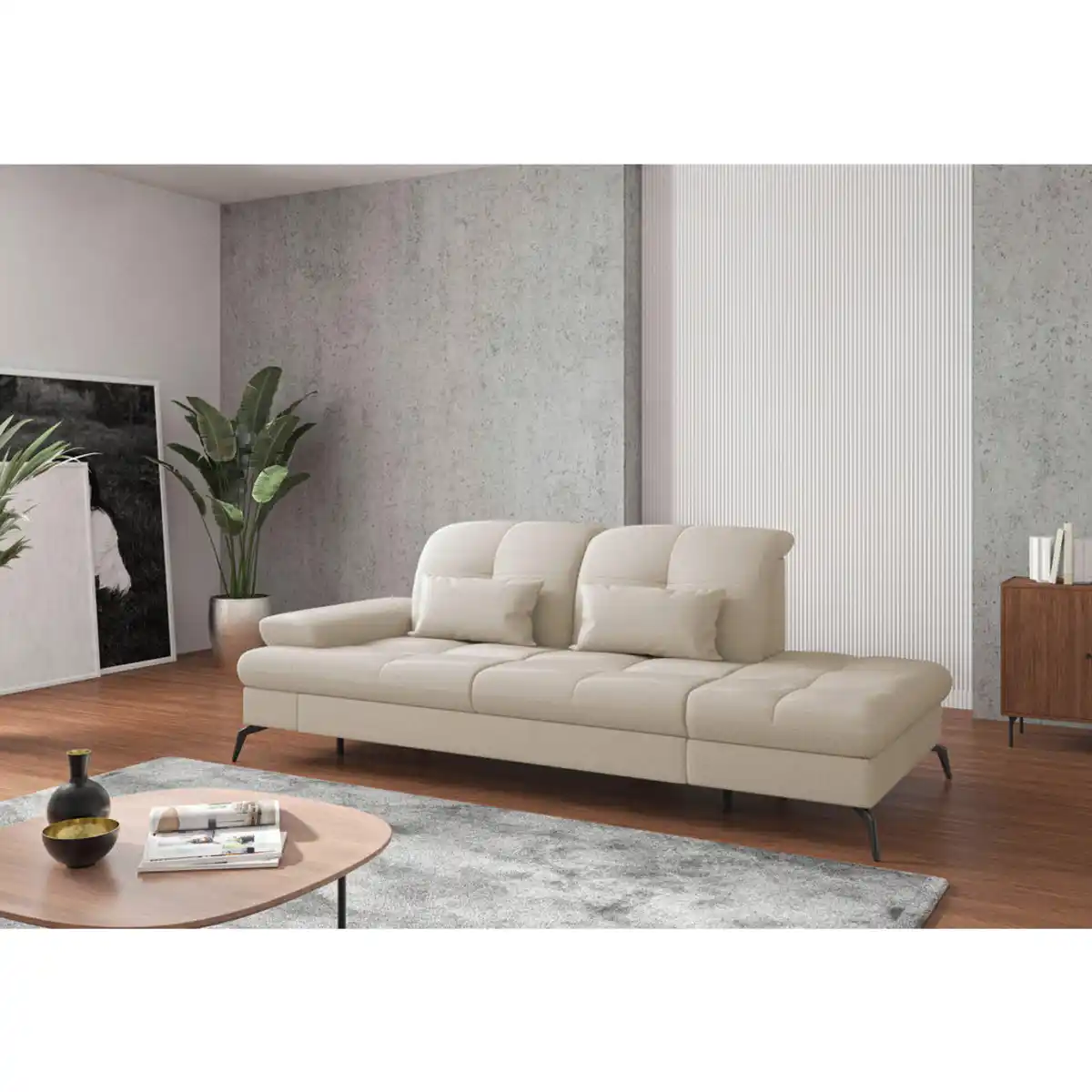 Bild 1 von Sit & More Récamiere, Creme, Textil, 231x90x122 cm, Goldenes M, Oeko-Tex® Standard 100, Made in Europe, DGM-Klimapakt, Rücken echt, Armteil links, Wohnzimmer, Sofas & Couches, Sofas, Recamieren