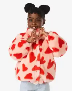 Kinderjacke, Teddy, Herzen rosa