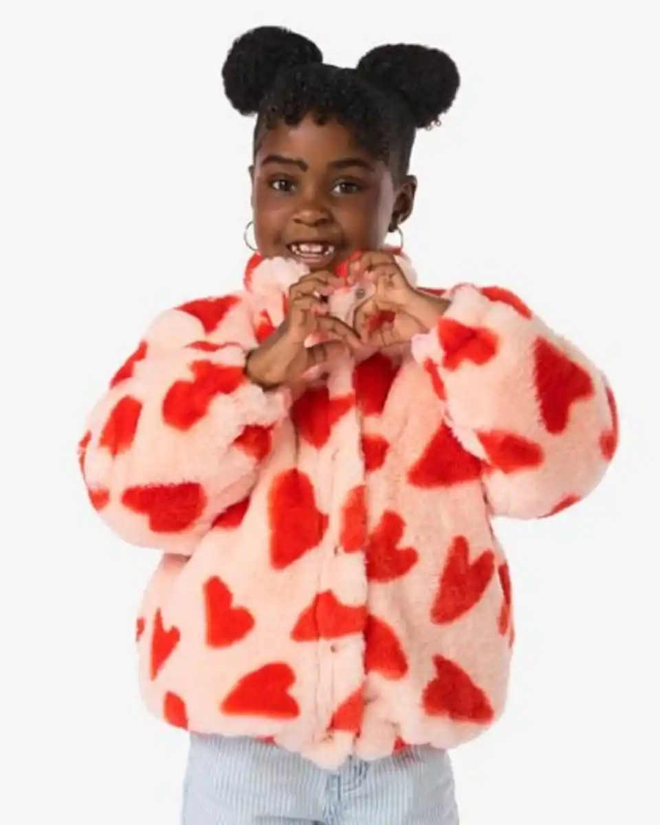 Bild 1 von Kinderjacke, Teddy, Herzen rosa