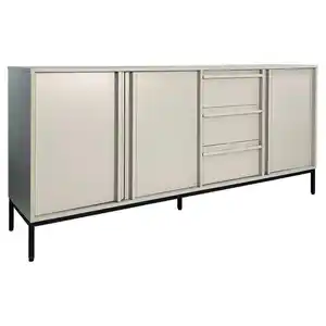 Xora Sideboard Wabi, Schwarz, Hellgrau, Holz, Kautschukholz, vollmassiv, 3 Fächer, 3 Schubladen, 180x81x40 cm, ISO 9001, Reach, Bsci, DIN EN ISO 14001, FSC Mix, Beimöbel erhältlich, stehend, Wohnz