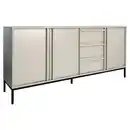 Bild 1 von Xora Sideboard Wabi, Schwarz, Hellgrau, Holz, Kautschukholz, vollmassiv, 3 Fächer, 3 Schubladen, 180x81x40 cm, ISO 9001, Reach, Bsci, DIN EN ISO 14001, FSC Mix, Beimöbel erhältlich, stehend, Wohnz