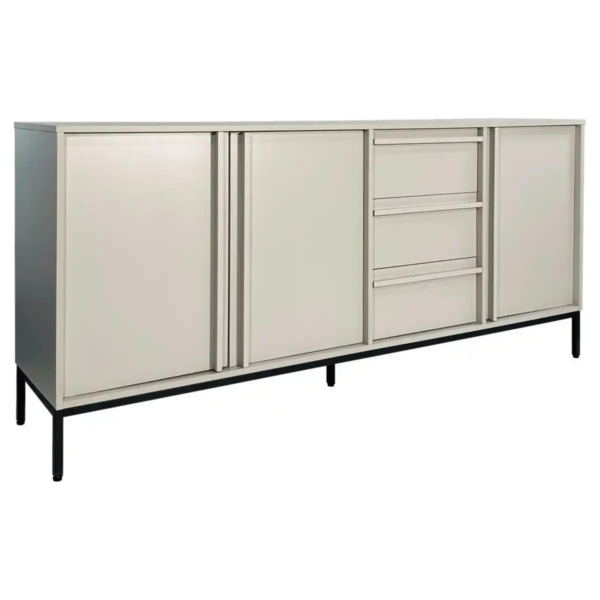 Bild 1 von Xora Sideboard Wabi, Schwarz, Hellgrau, Holz, Kautschukholz, vollmassiv, 3 Fächer, 3 Schubladen, 180x81x40 cm, ISO 9001, Reach, Bsci, DIN EN ISO 14001, FSC Mix, Beimöbel erhältlich, stehend, Wohnz