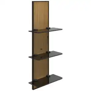 Venda Wandregal NEW York, Eiche Bianco, Holz, Glas, Eiche, massiv, 3 Fächer, 35x90x17 cm, ISO 9001, Goldenes M, Made in Germany, Küchen, Küchenmöbel, Küchenregale