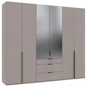 Mid.you Drehtürenschrank, Grau, Sahara, Metall, 4 Fächer, 3 Schublade(n) Schubladen, 270x236x58 cm, BQ - Bündnis für Qualität, Made in Germany, DIN EN ISO 9001, umfangreiches Zubehör erhältlic