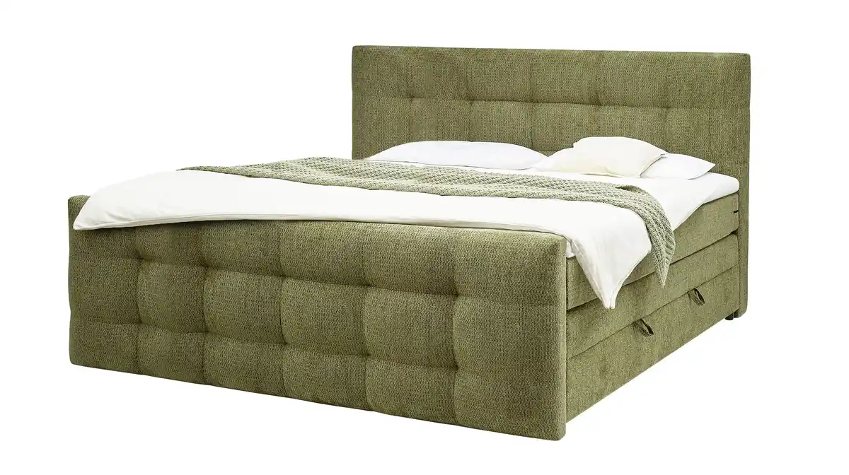 Bild 1 von Boxspringbett 200 x 200 cm Bettkasten Chenille grün - IMOLA