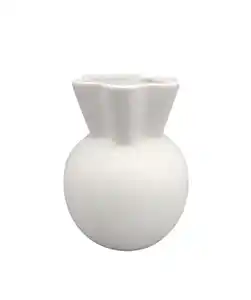 Keramikvase Wellenrand, weiß