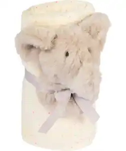 Mullwindel + Plüschring Elefant, hellgrau