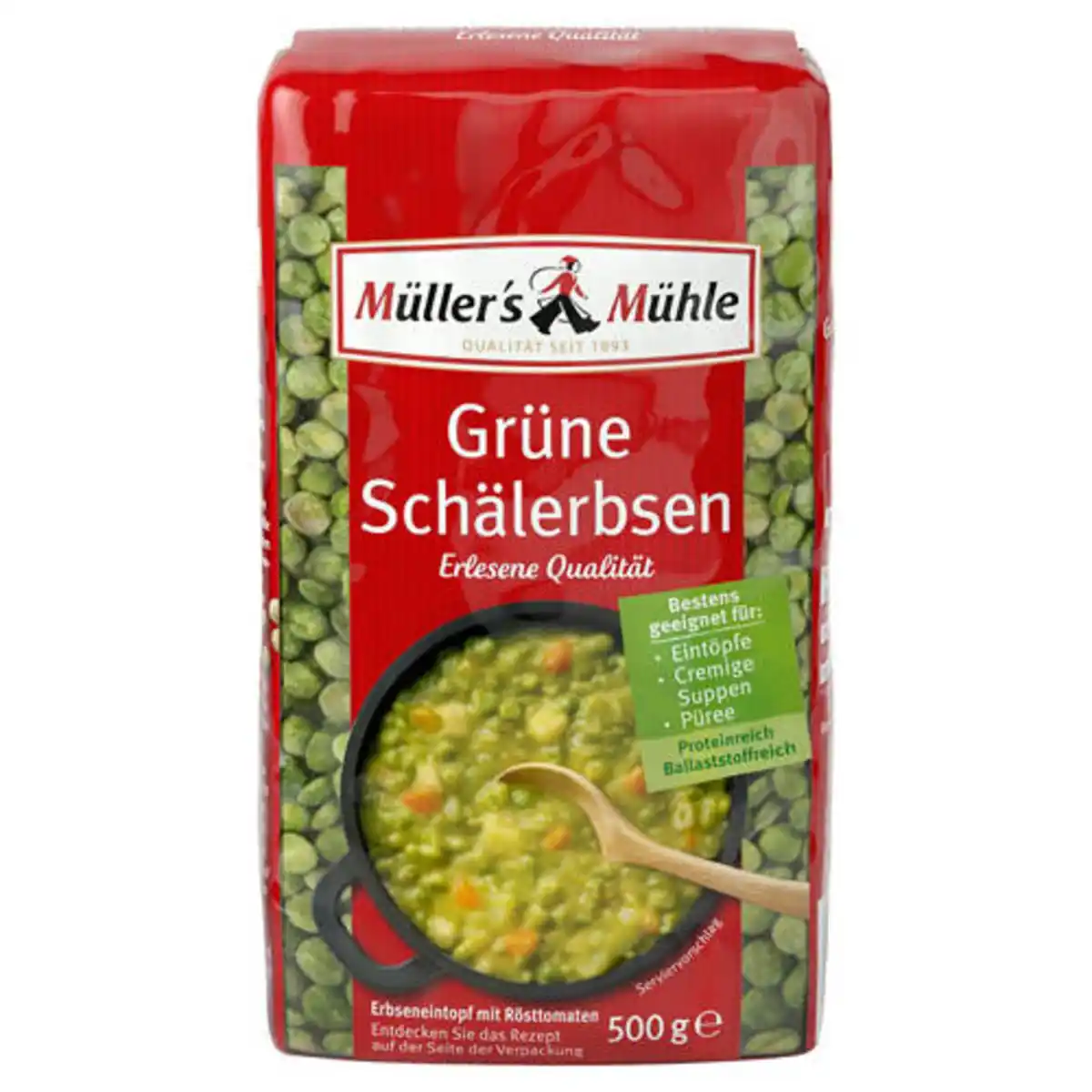 Bild 1 von MÜLLER'S MÜHLE Hülsenfrüchte 500 g, Grüne Schälerbsen