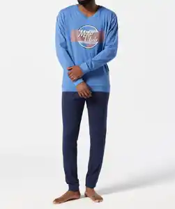 Pyjama mit Rundhalsausschnitt, blau