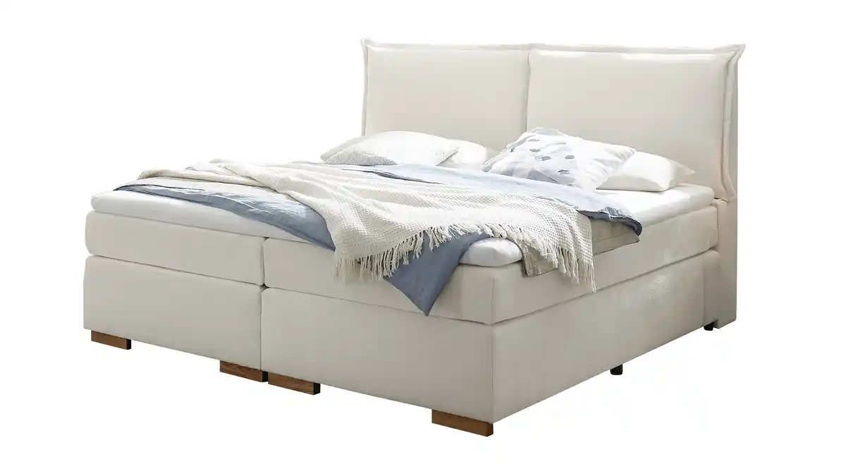 Bild 1 von Boxspringbett 140 x 200 cm Chenille weiß - AREZZO